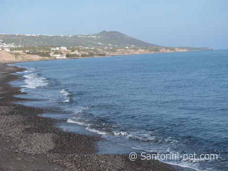 A not very crowded beach with great fish taverns - Monolithos beach Santorini