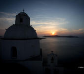 A church in Fira and the beautiful sunset
